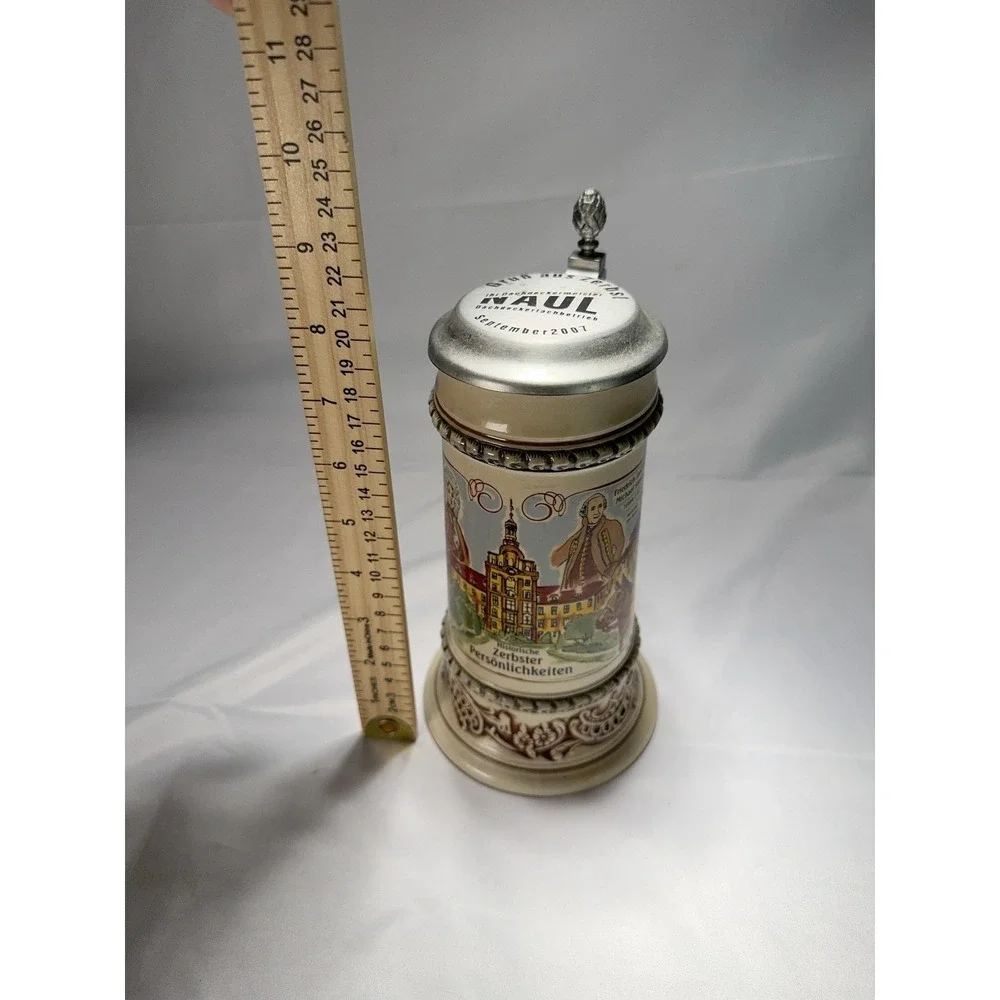 German Beer Stein Zerbst 2007 Zerbster‎ Personlichkeiten Pewter Lid Souvenir